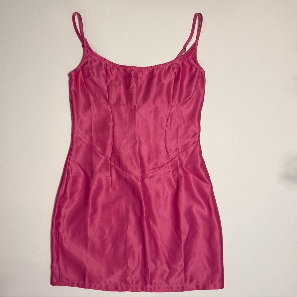 PrettyLittleThing Pink Satin Mini Dress